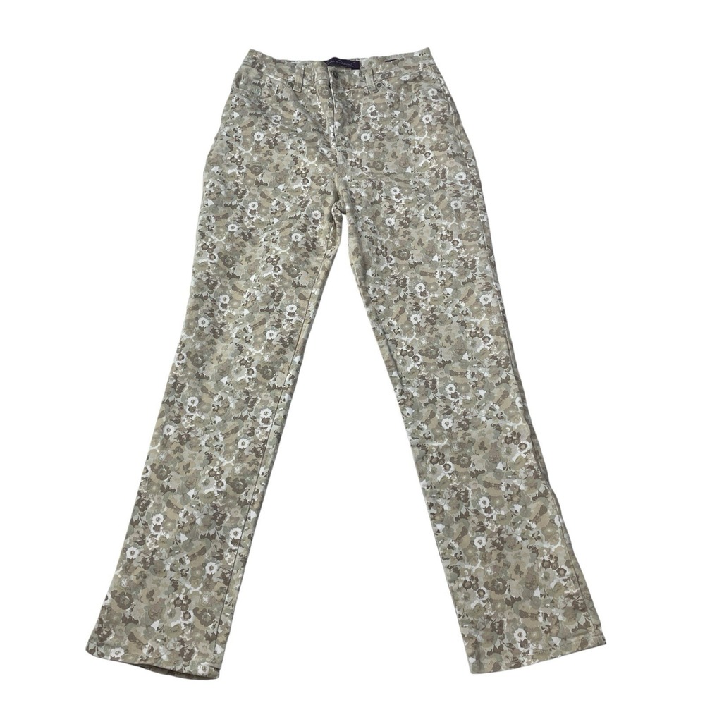 Gloria Vanderbilt Amanda Floral Jeans Womens 6 Beige Boho Cottagecore